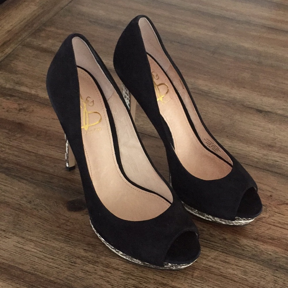 Joan & David Black Suede Heels